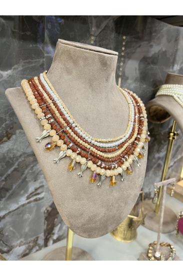 Vog Prinç Meteryal Kristal Taşlı V İnci Detay El İşi Sevgiliye,Anneye,Arkadaşa Hediye Kolye