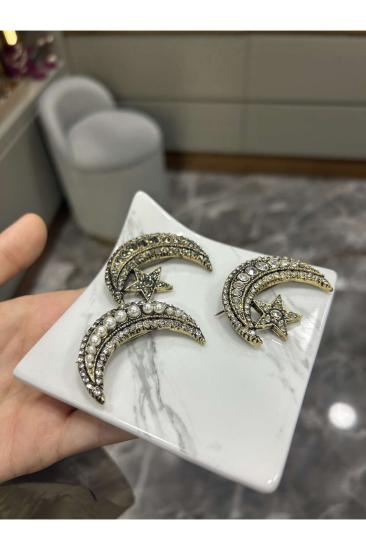  Elmas Tasarım Ay Figür İnci Detay Prinç Yaka İğnesi • Sevgiliye • Eşe • Anneye •Hediye Broş