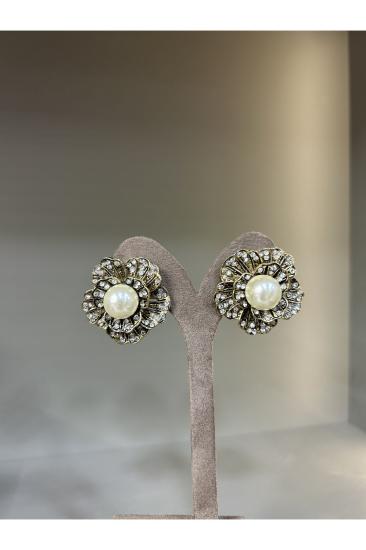 Vog Prinç Meteryal Elmas Montür Çiçek Tasarım İnci Detay Sevgiliye,Anneye,Arkadaşa Küpe