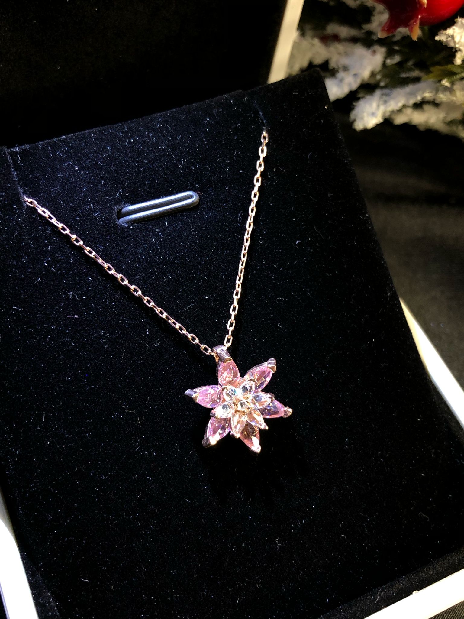  Vog Pembe Taşlı Lotus Çiçeği 925 Ayar Gümüş Sevgiliye,Eşe,Anneye,Arkadaşa Hediye Kolye