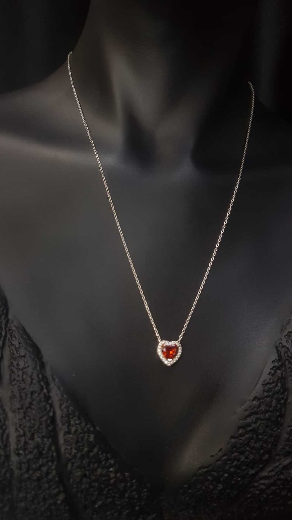 Kırmızı Kalp Model  Zirconia Taşlı 925 Ayar Gümüş Sevgiliye • Eşe • Anneye • Arkadaşa Hediye Kolye