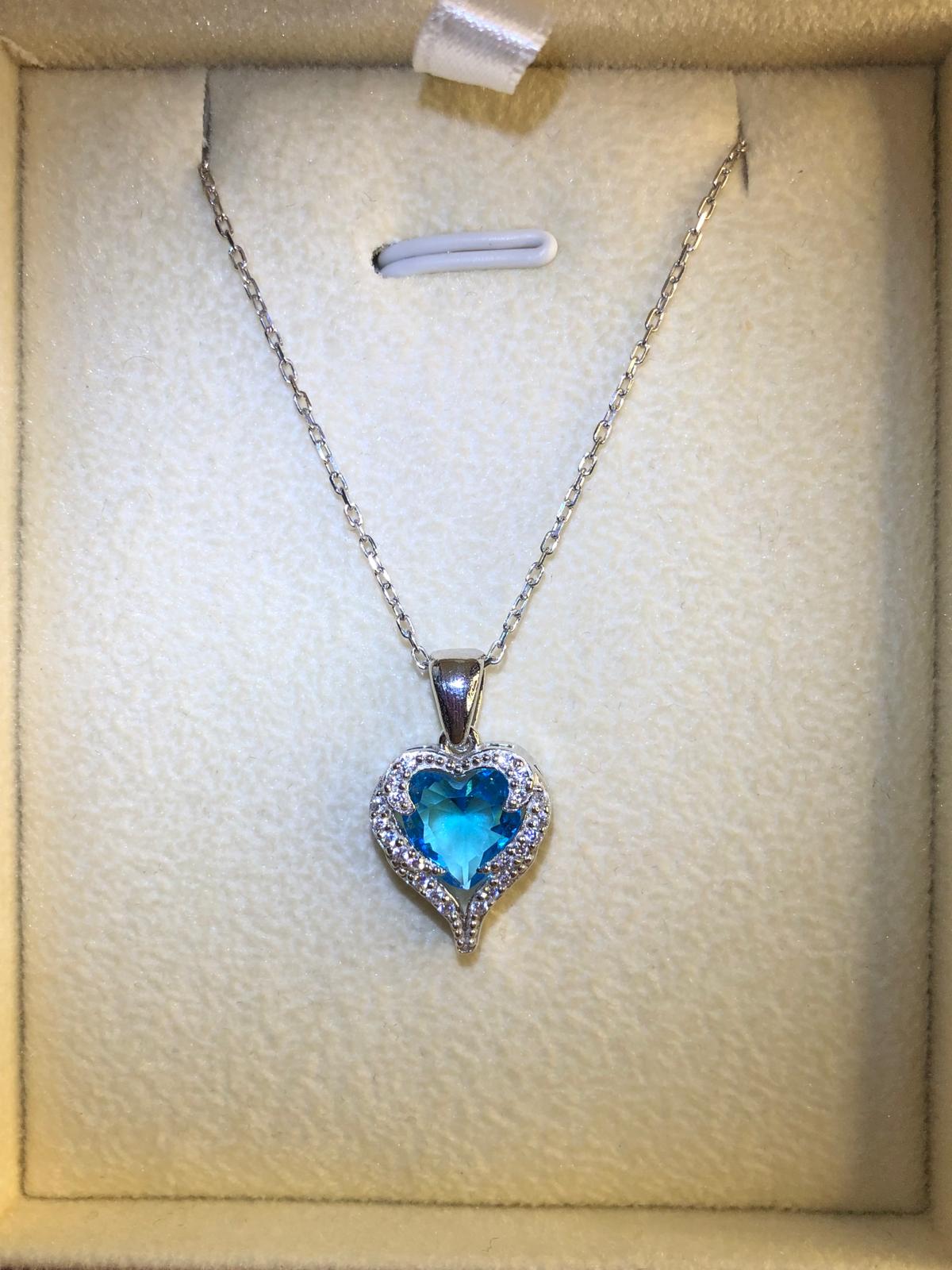 Vog Aqua Swarovski Taşlı Pandora’s Model Kalp Tutkusu 925 Gümüş Sevgiliye-Eşe-Arkadaşa Kolye