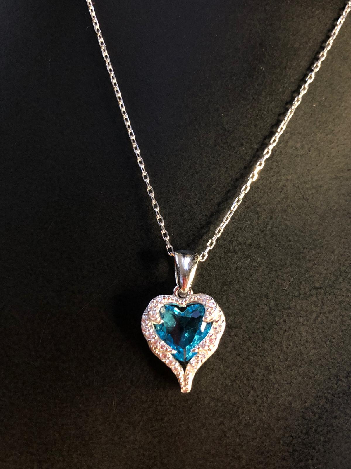 Vog Aqua Swarovski Taşlı Pandora’s Model Kalp Tutkusu 925 Gümüş Sevgiliye-Eşe-Arkadaşa Kolye