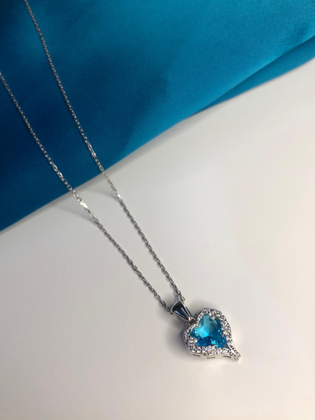 Vog Aqua Swarovski Taşlı Pandora’s Model Kalp Tutkusu 925 Gümüş Sevgiliye-Eşe-Arkadaşa Kolye