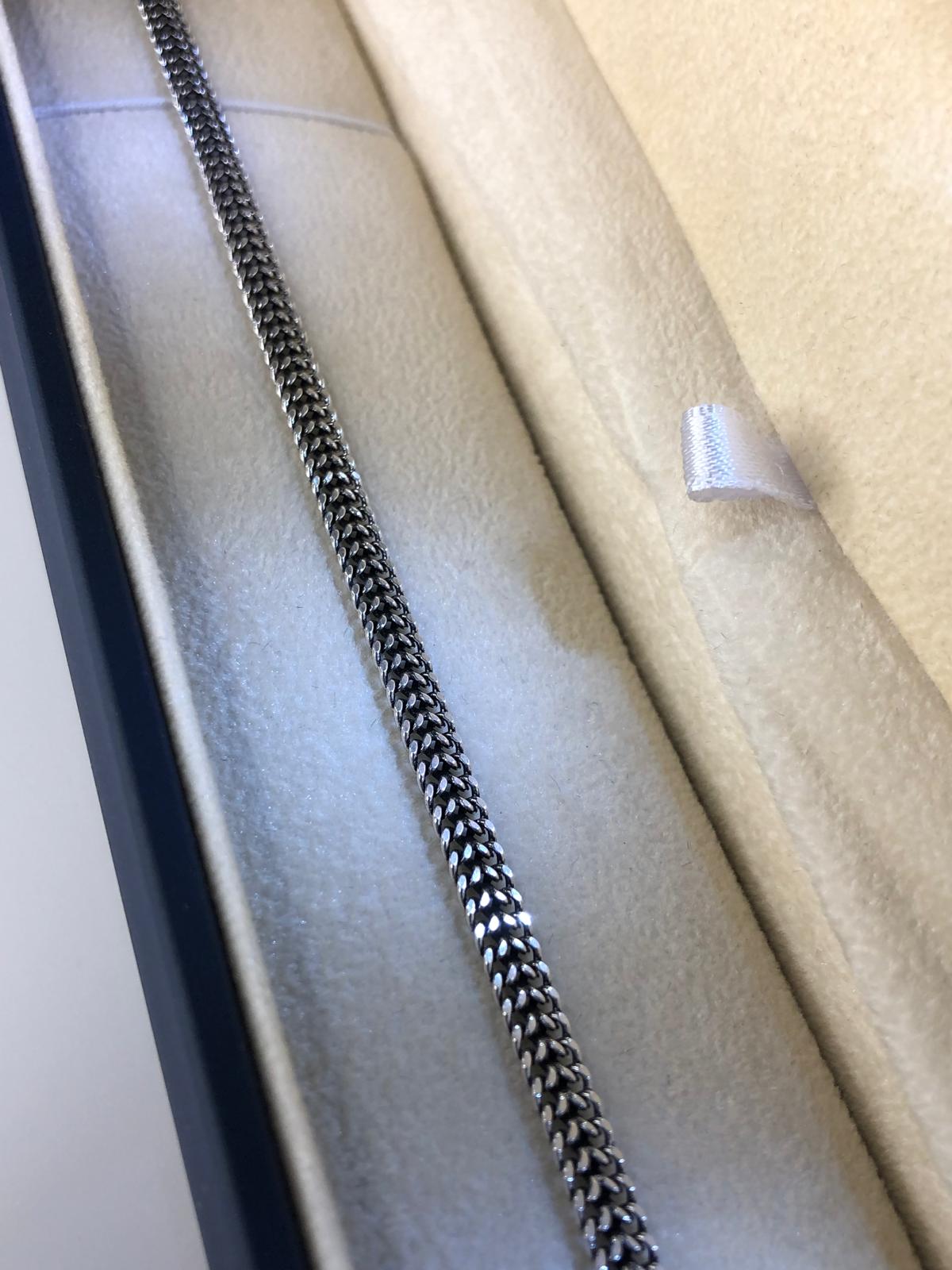 Erkek Gümüş Bileklik - 4mm Ezme Tilki Old Money İtaly Luxury Erkek Bileklik • Işıklı Kutuda