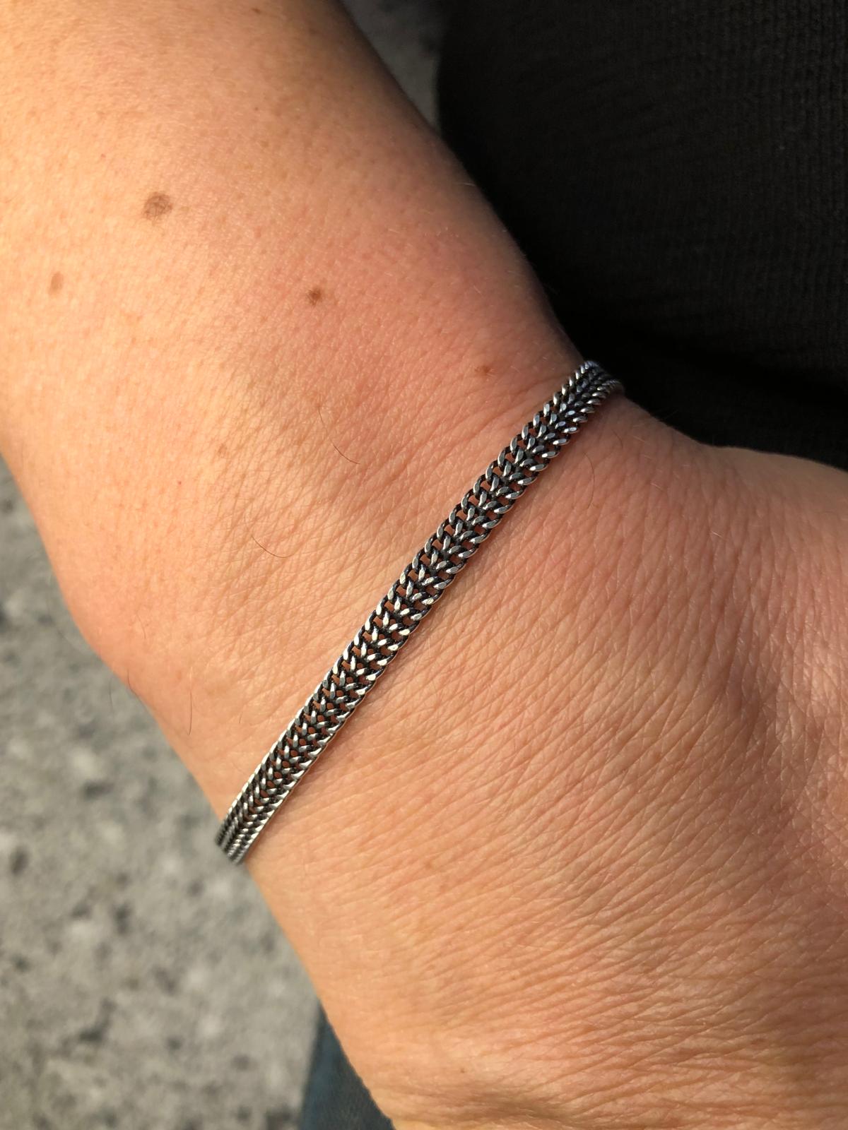 Erkek Gümüş Bileklik - 4mm Ezme Tilki Old Money İtaly Luxury Erkek Bileklik • Işıklı Kutuda
