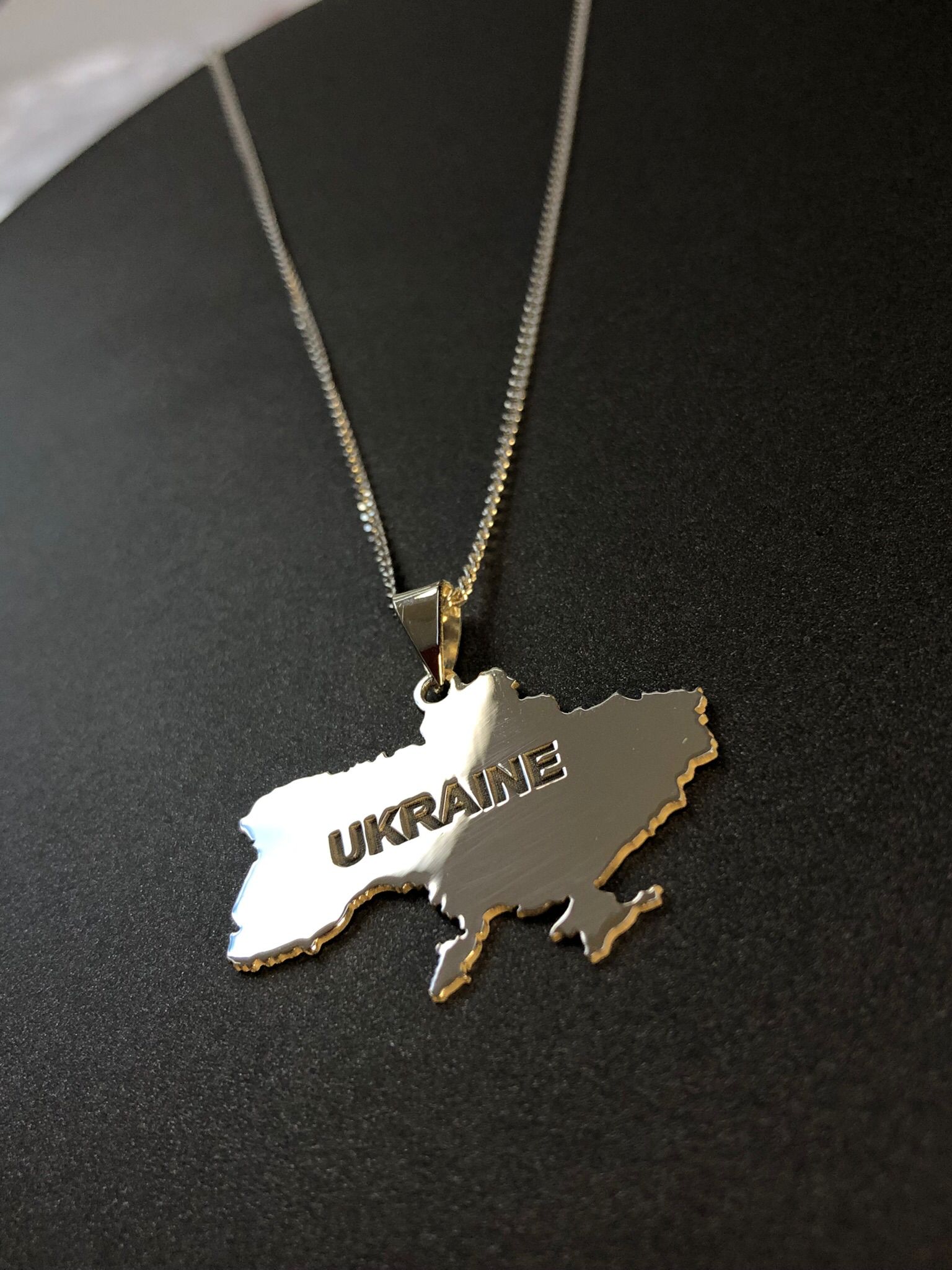 Erkek Kadın Gümüş Kolye - Ukranie (UKRAYNA) Haritası Bayrağı 925 Ayar Gümüş Ülke Kolye