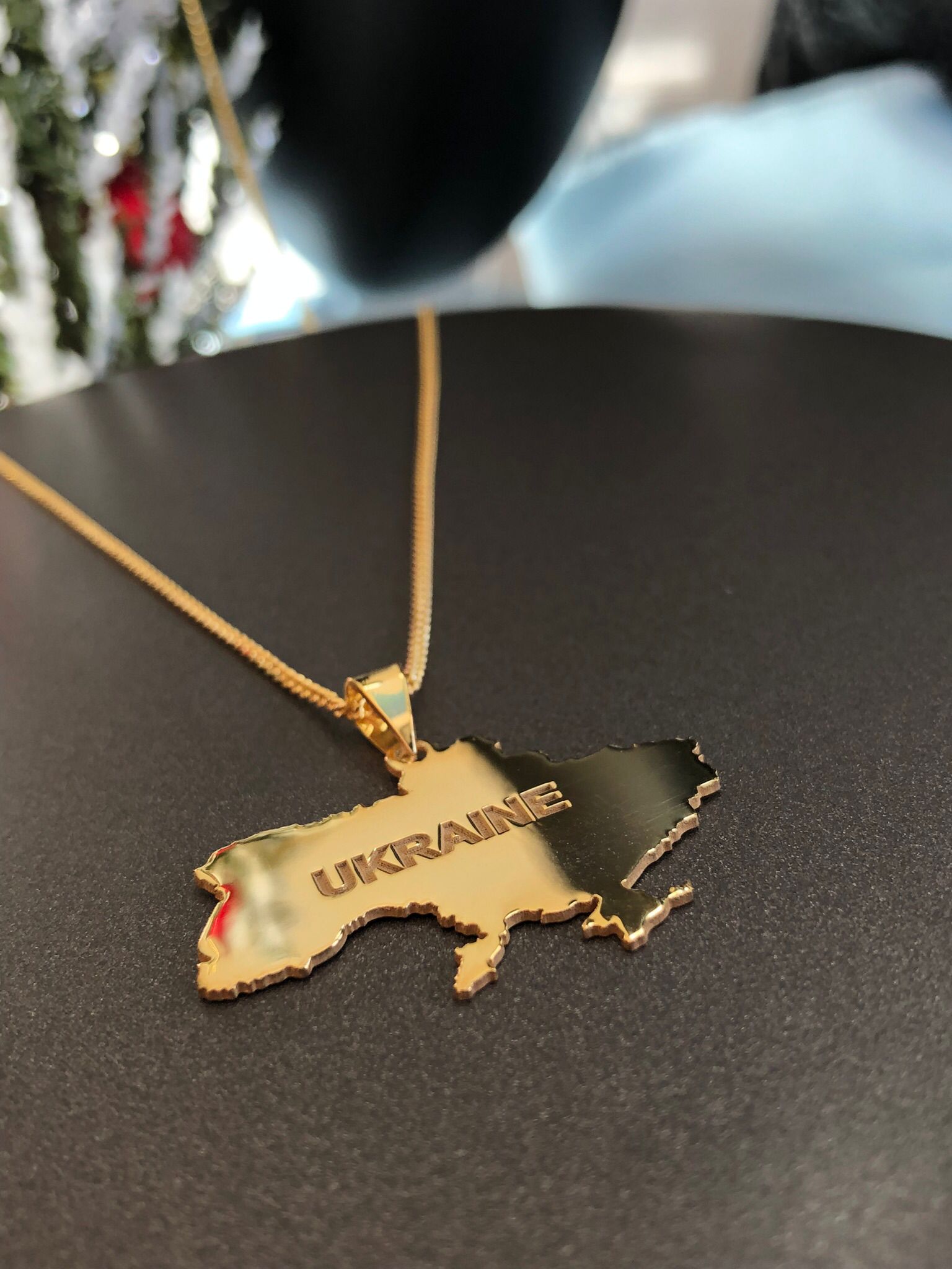 Kadın Erkek Gümüş Kolye - Ukranie (UKRANYA) Haritası Bayrağı Gold Renk 925 Ayar Ülke Kolye