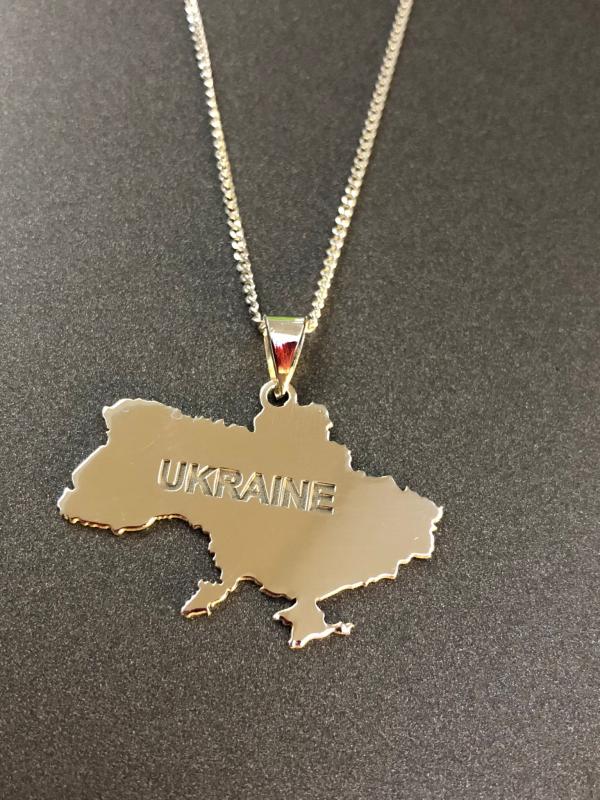 Erkek Kadın Gümüş Kolye - Ukranie (UKRAYNA) Haritası Bayrağı 925 Ayar Gümüş Ülke Kolye