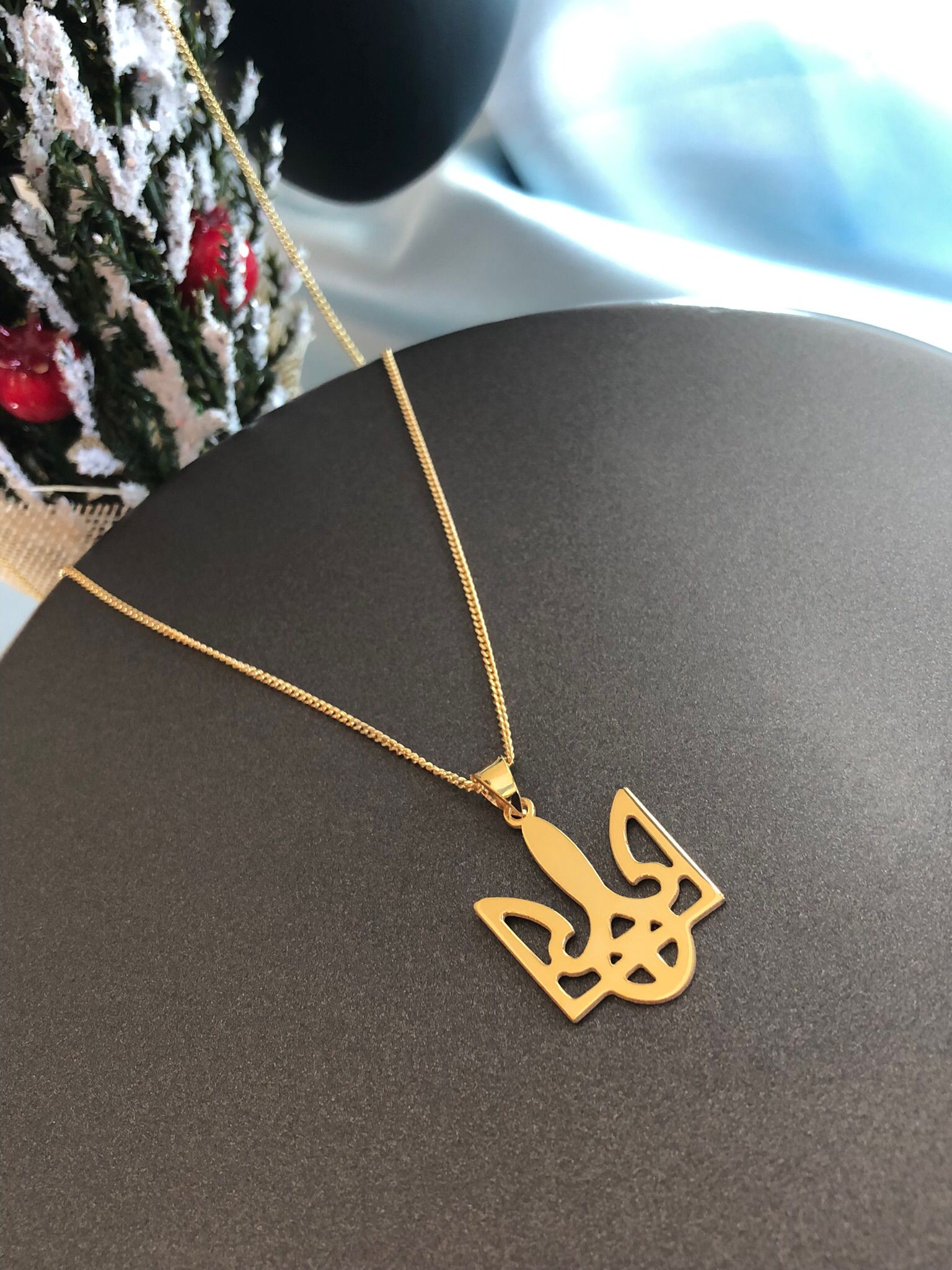 Kadın Erkek Gümüş Kolye - Ukranie (UKRAYNA) Ulusal Sembolü Gold Renk 925 Ayar Ülke Kolye