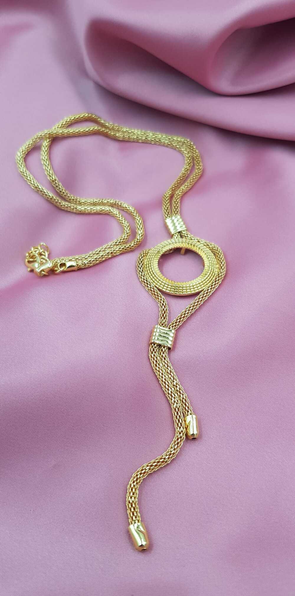 Vog Çeyrek Ve Gram Takılan Şık Tasarım Altın Görünümlü 24 Ayar Kaplama Kolye 