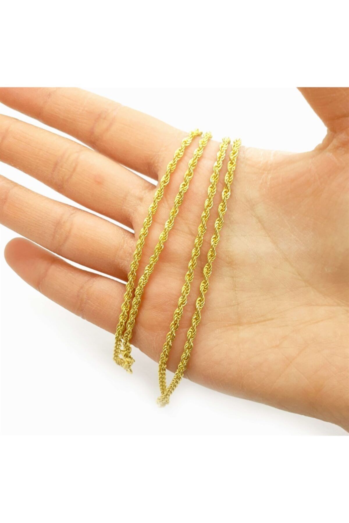 Vog 2.5 Mm 24 Ayar Sarı Altın Kaplama Burma Model Halat Zincir 925 Ayar Unisex Gümüş Kolye