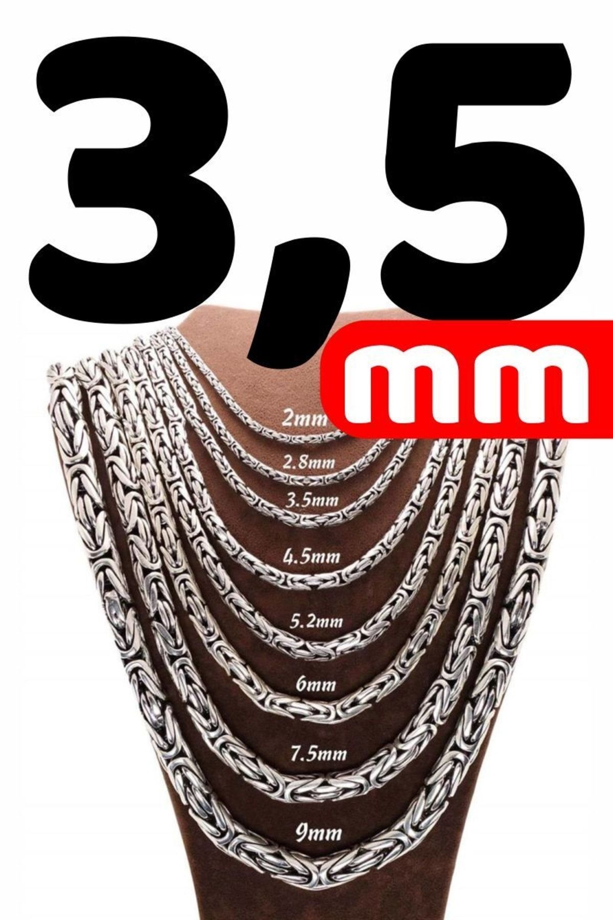 3.5mm Yuvarlak Kral Model 925 Ayar Erkek Gümüş Kolye 