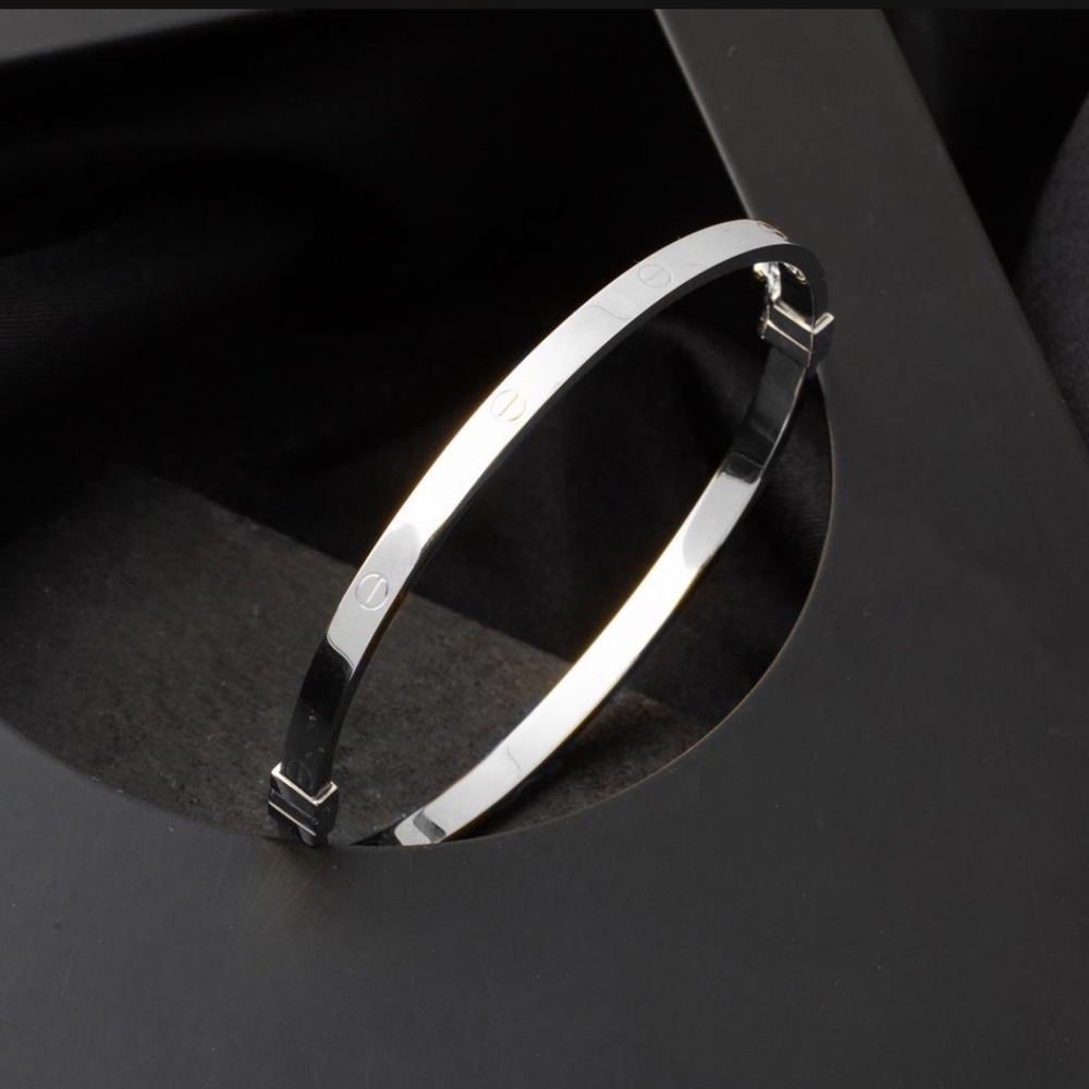 Vog 4MM Cartier Vidalı Model Kelepçe 925 Ayar Gümüş Beyaz Renk Sarı,Roze Seçeneği