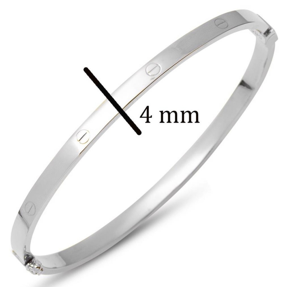 Vog 4MM Cartier Vidalı Model Kelepçe 925 Ayar Gümüş Beyaz Renk Sarı,Roze Seçeneği