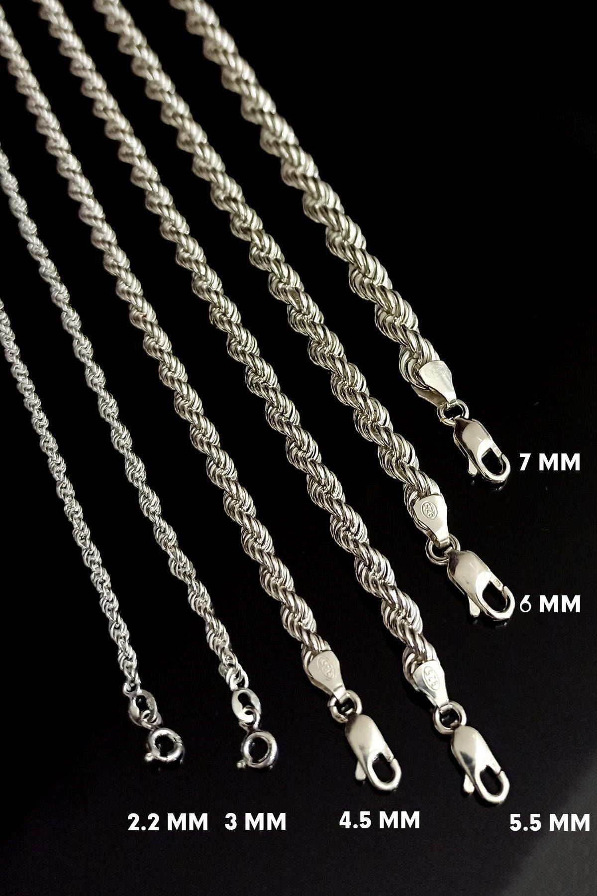 5.5mm Burma Model Halat Zincir 925 Ayar Unisex Gümüş Kolye