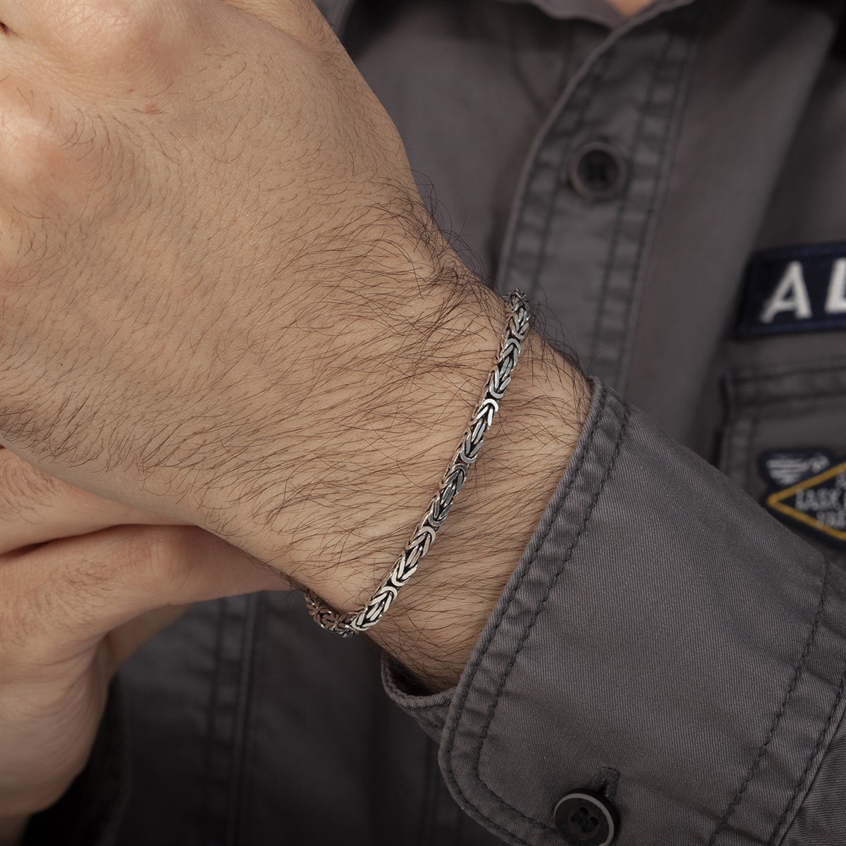 VOG 6mm Kare Model Erkek 925 Ayar Gümüş Kral Bileklik Künye  SARI,ROZE SEÇENEĞİ 