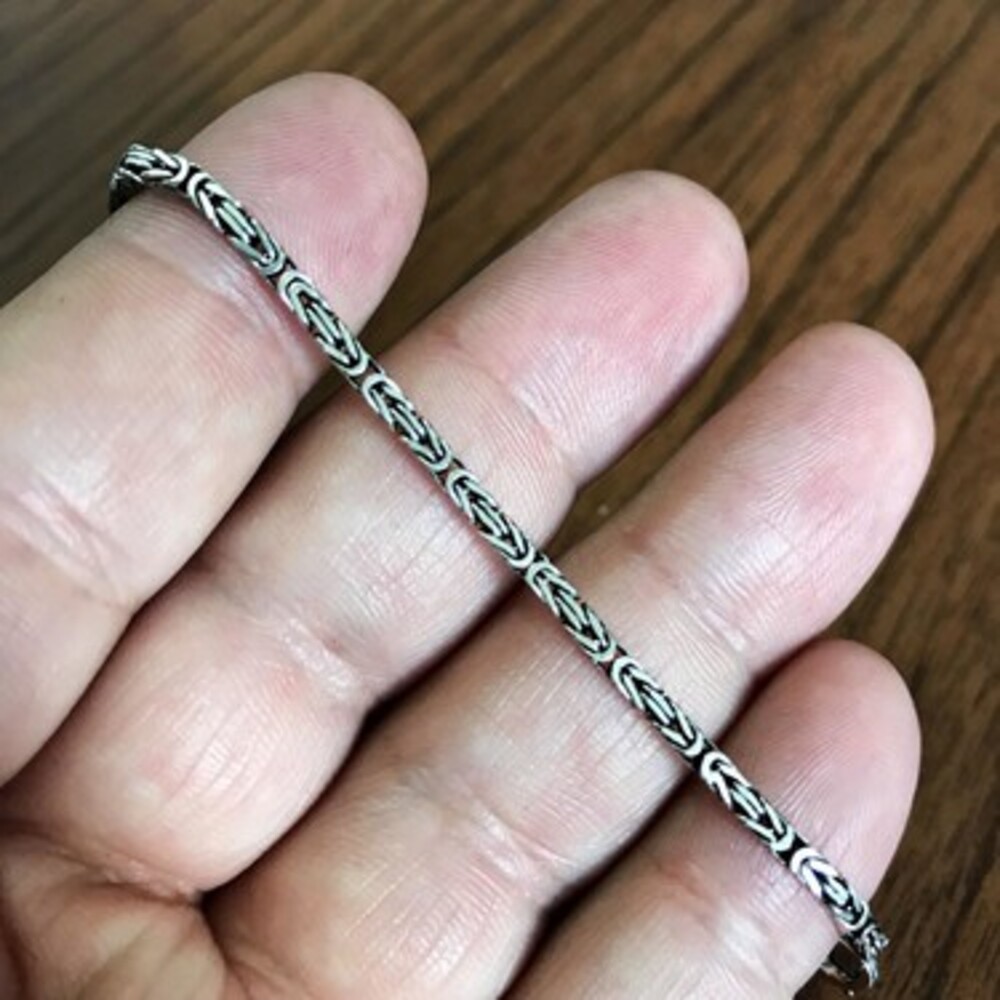 VOG 7.5mm Kare Model Erkek 925 Ayar Gümüş Kral Bileklik Künye  SARI,ROZE SEÇENEĞİ
