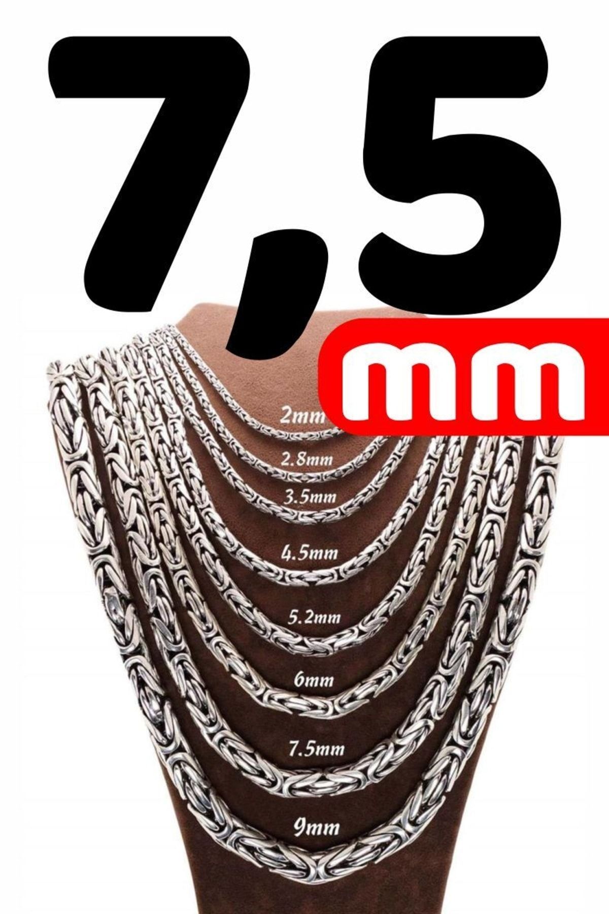 7.5mm Yuvarlak Kral Model 925 Ayar Erkek Gümüş Kolye 