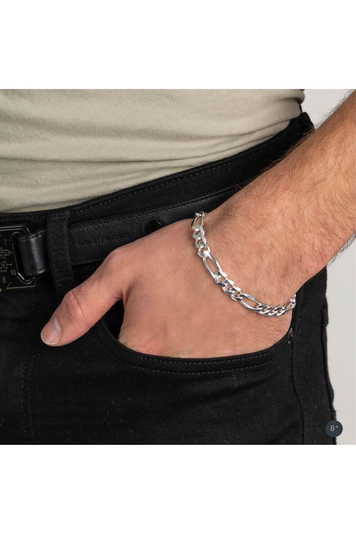 VOG 9mm Figaro Model 925 Ayar Gümüş Erkek Bileklik Künye SARI,ROZE SEÇENEĞİ 