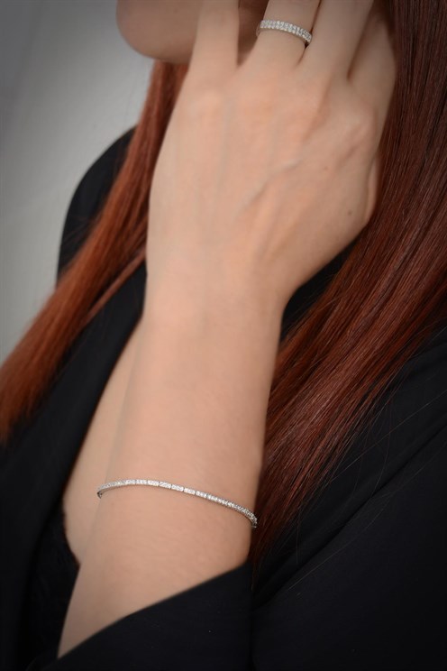 Vog Alya Gümüş 925 Ayar Gümüş Su Yolu Set - Düğün - Nişan - Söz - Sevgiliye - Eşe Takım