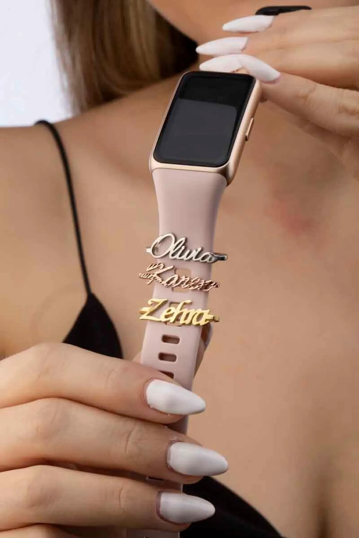 Vog 925 Ayar Gümüş Apple Watch Uyumlu Kişiye Özel Charm İsim Model Kordon Aksesuarı