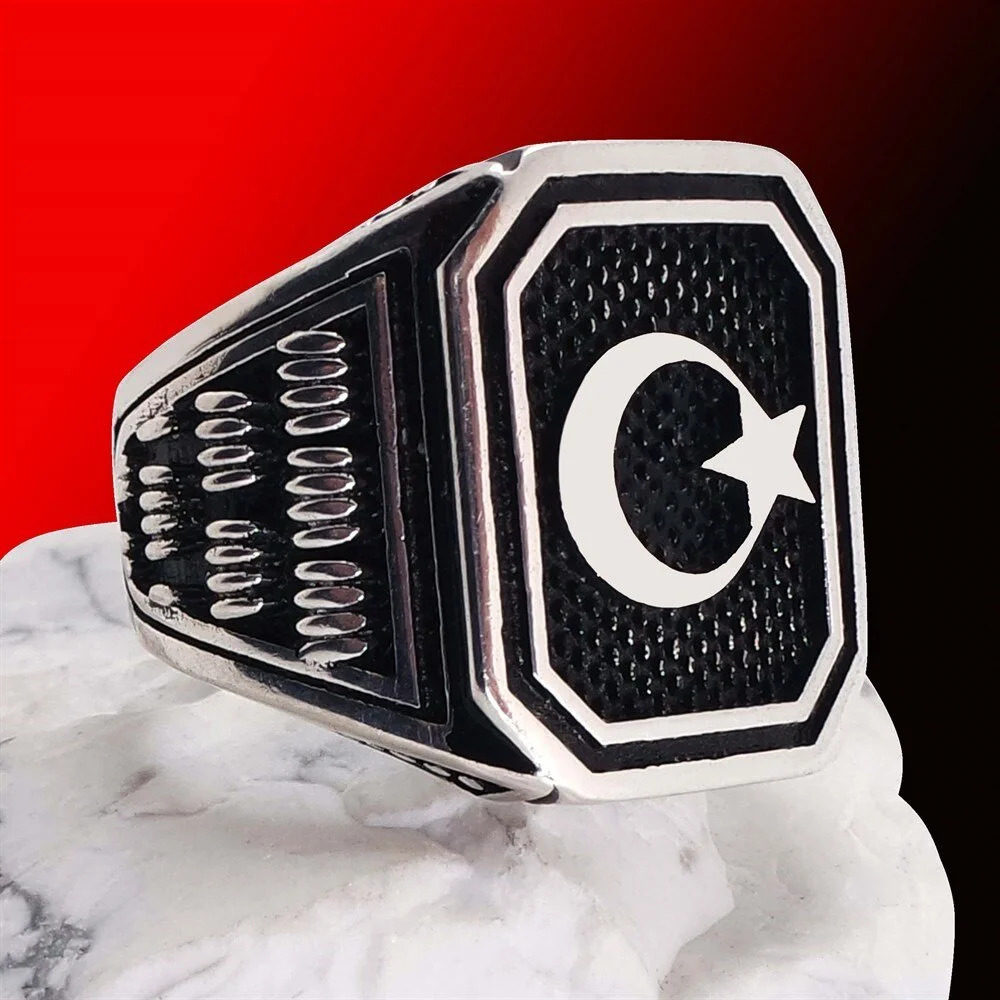 Vog Ay Yıldız 925 Ayar Gümüş Erkek Yüzük