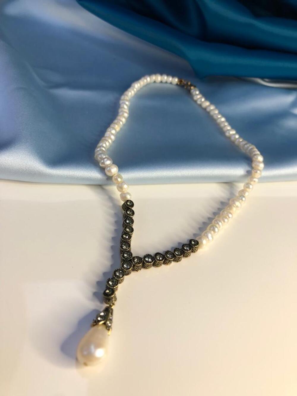 VOG BİJUTERİ İNCİ DİZAYN ŞIK TASARIM EL İŞİ KOLYE (CHOKER)