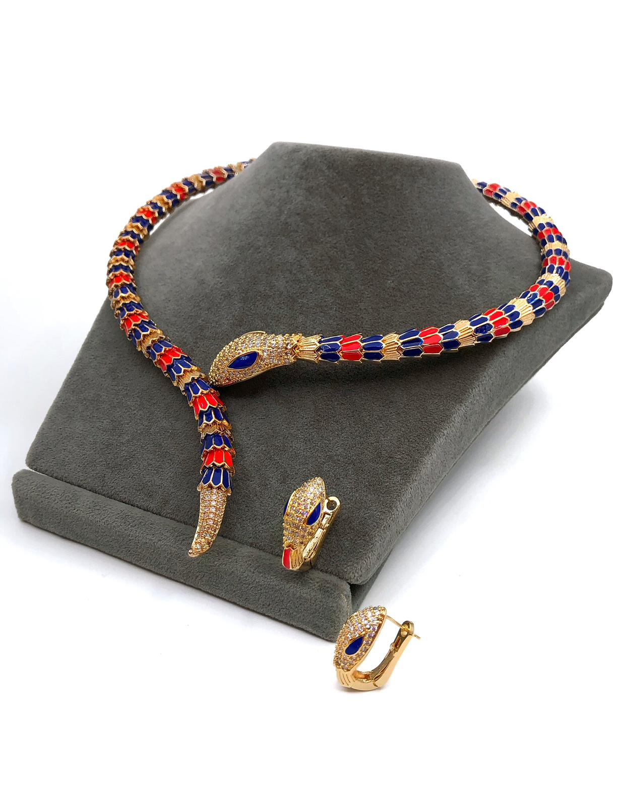 Vog Bulgari Model Yılan (SNAKE) Kolye Ve Küpe 1.Sınıf Vip Çelik