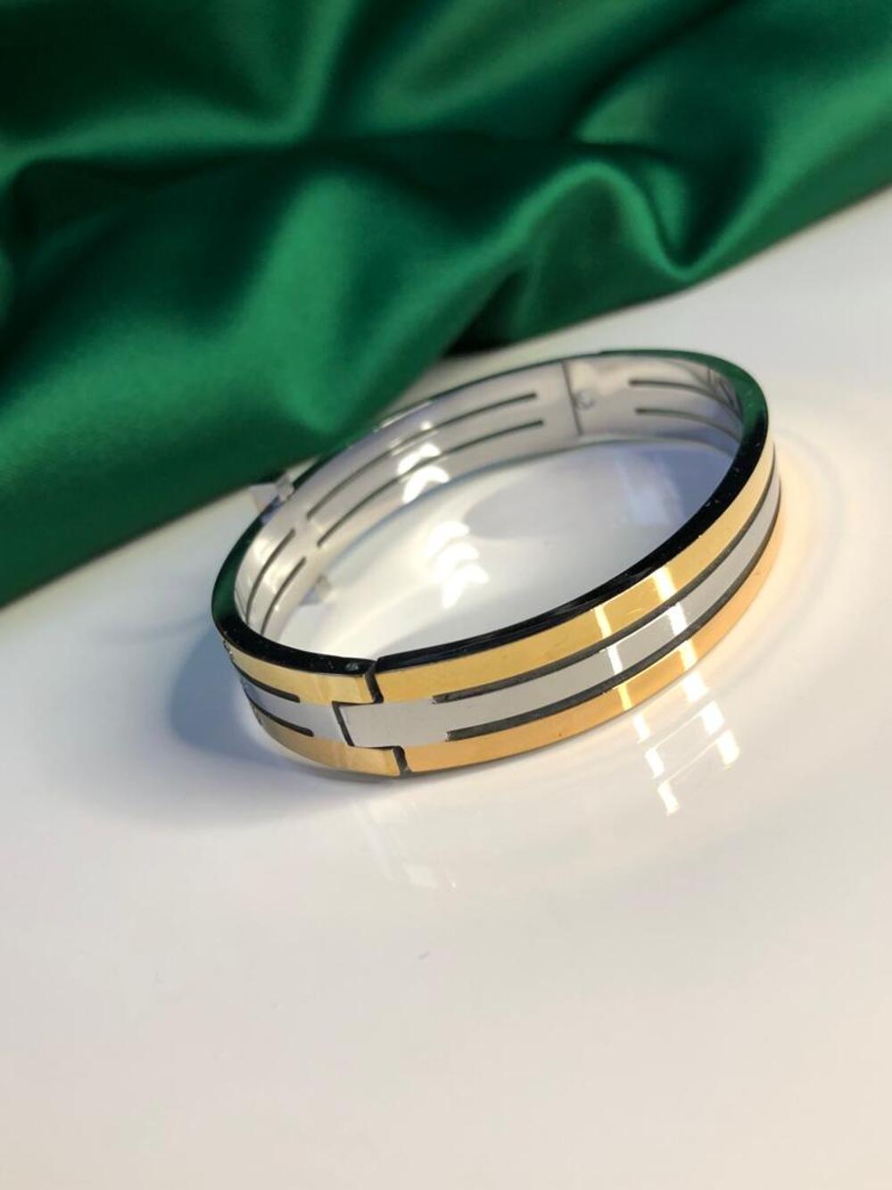 Vog Çelik Cartier Model Taş detaylı 3 Renkli Kelepçe Bilezik