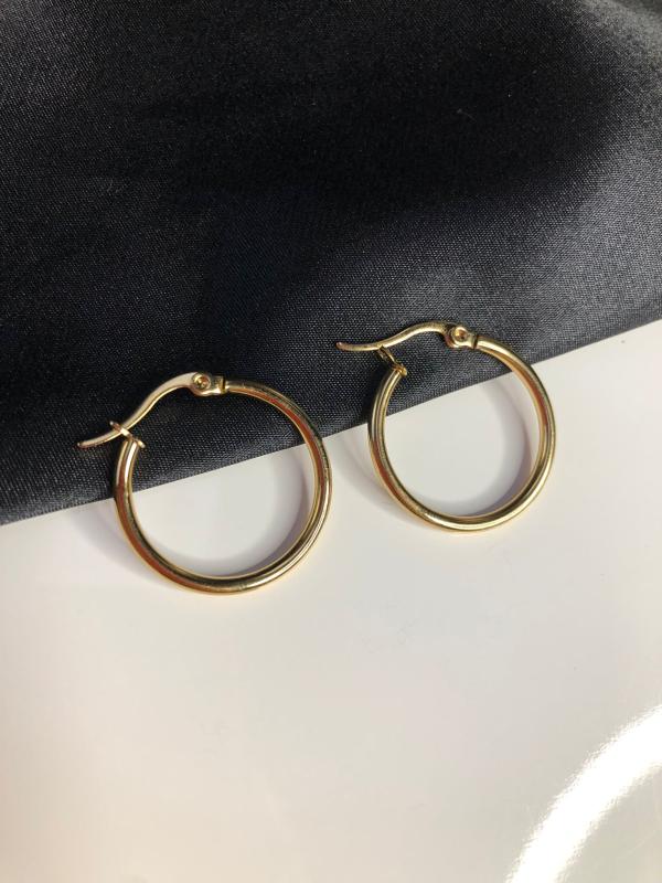 Vog 2.2mm Sarı Renk Halka Küpe Sevgiliye,Anneye,Eşe,Arkadaşa Hediye Çelik  Küpe