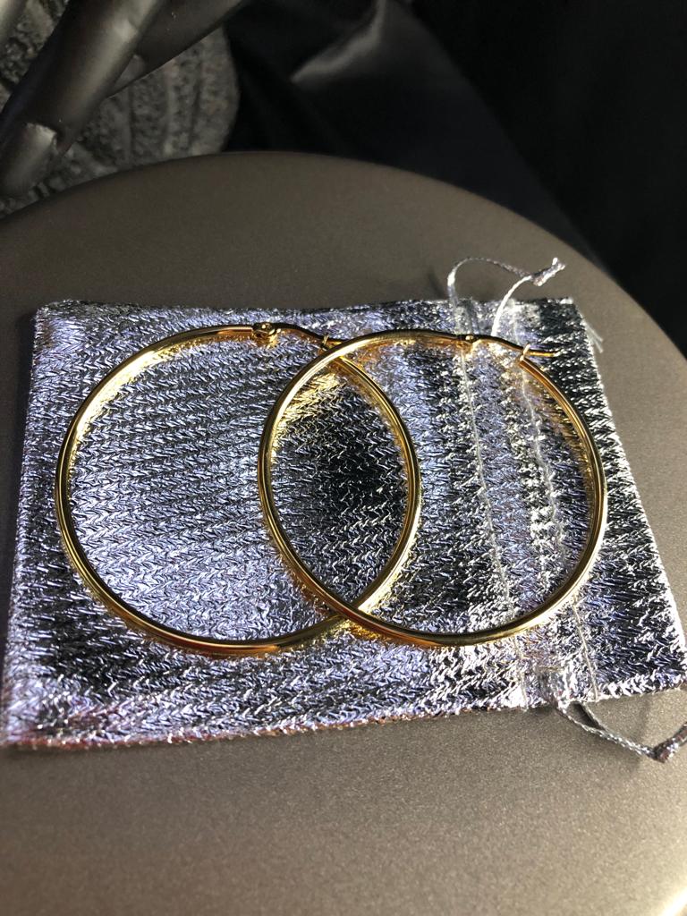  Vog 5.0mm Sarı Renk Halka Küpe Sevgiliye,Anneye,Eşe,Arkadaşa Hediye Çelik Küpe