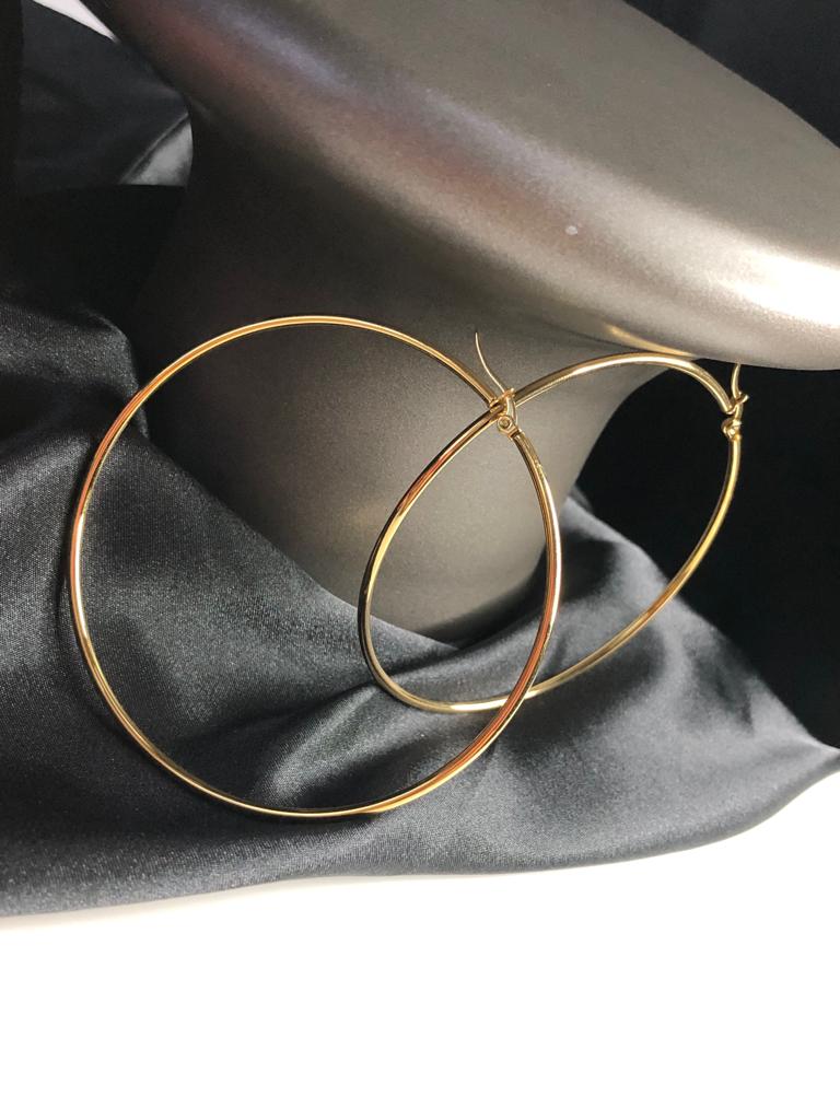 Vog 7.0mm Sarı Renk Halka Küpe Sevgiliye,Anneye,Eşe,Arkadaşa Hediye Çelik Küpe
