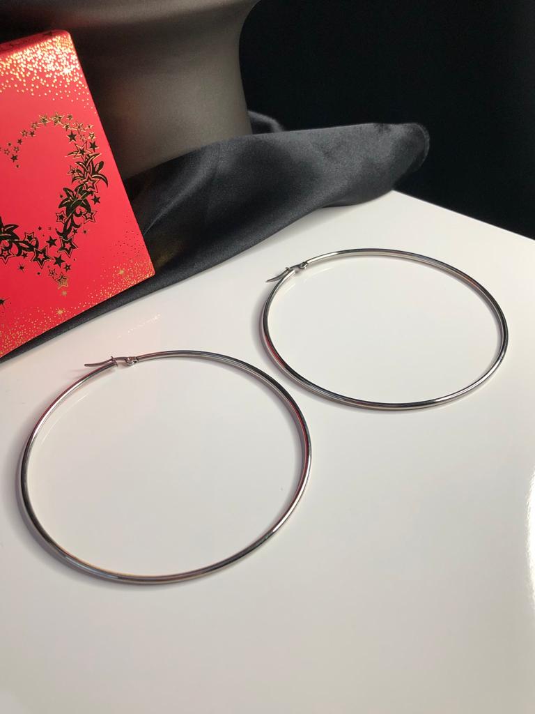 Vog 8.0mm Beyaz Renk Halka Küpe Sevgiliye,Anneye,Eşe,Arkadaşa Hediye Çelik Küpe