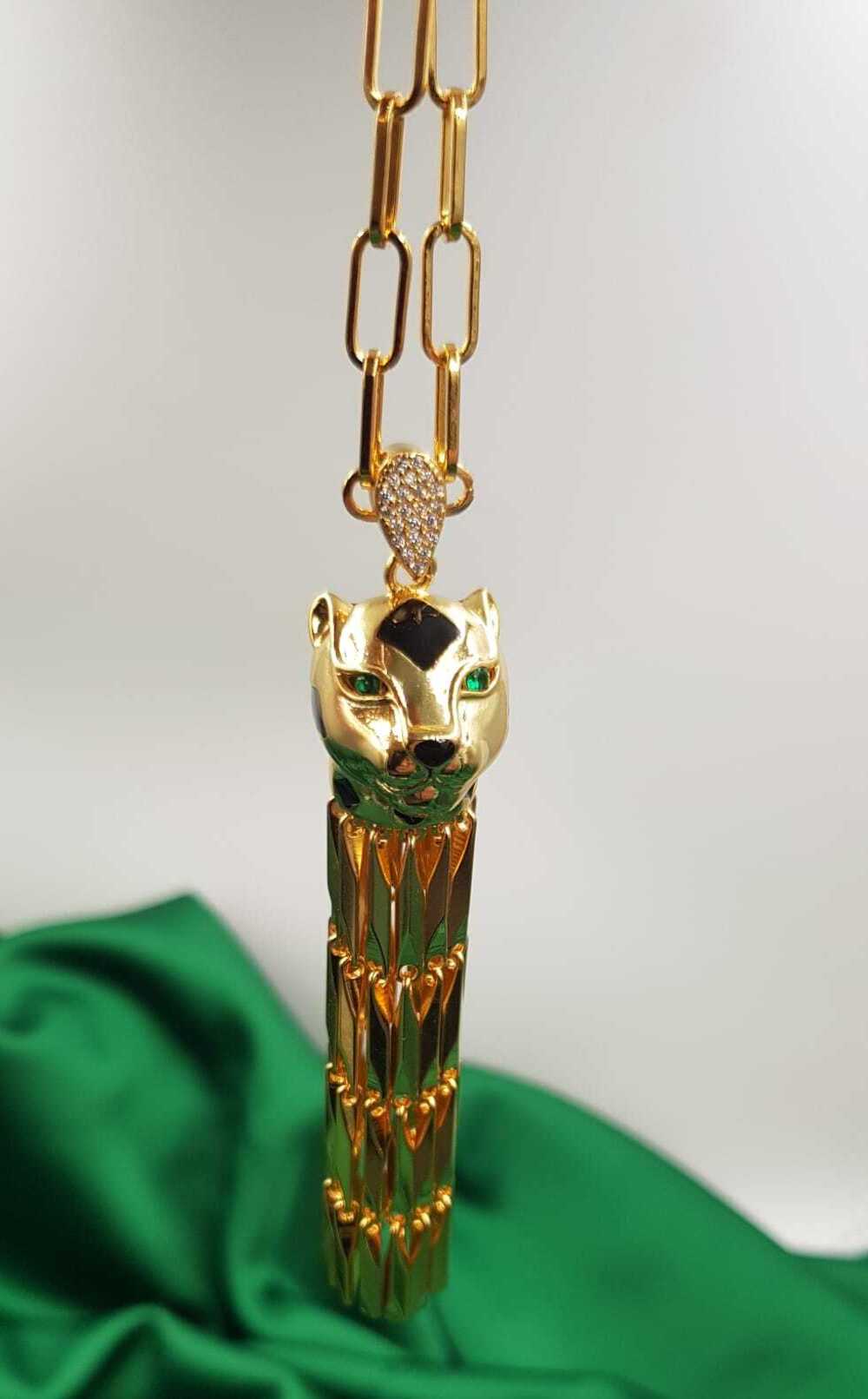 Vog Cartier Model Altın Tasarım Panter (Jaguar) 1. Sınıf Şık Tasarım Çelik Kolye