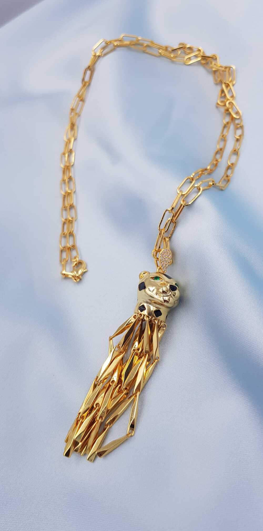 Vog Cartier Model Altın Tasarım Panter (Jaguar) 1. Sınıf Şık Tasarım Çelik Kolye