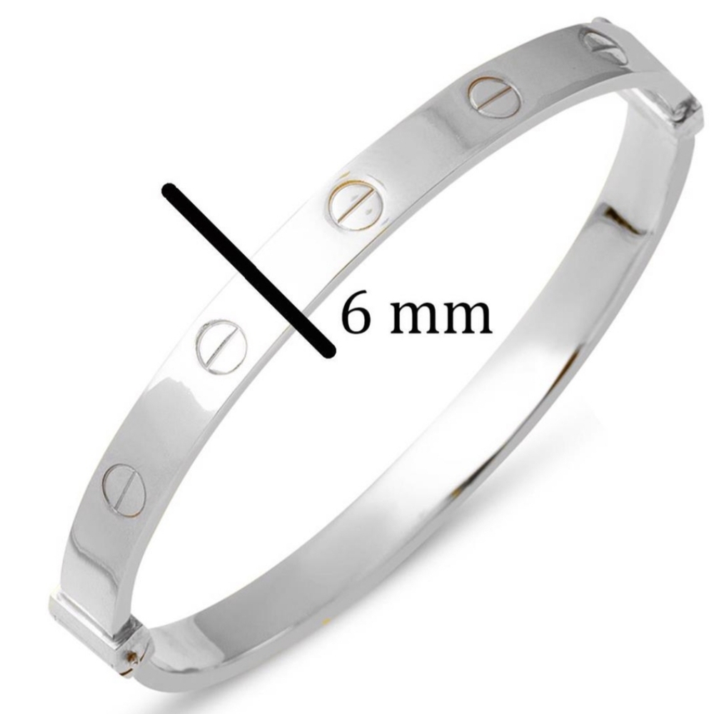 Vog 6MM Cartier Vidalı Model Kelepçe 925 Ayar Gümüş Beyaz Renk Sarı,Roze Seçeneği