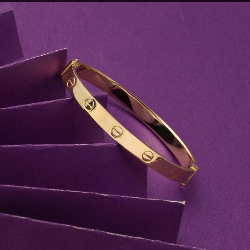 Vog 6MM Cartier Vidalı Model Kelepçe 925 Ayar Gümüş Sarı Renk Beyaz,Roze Seçeneği