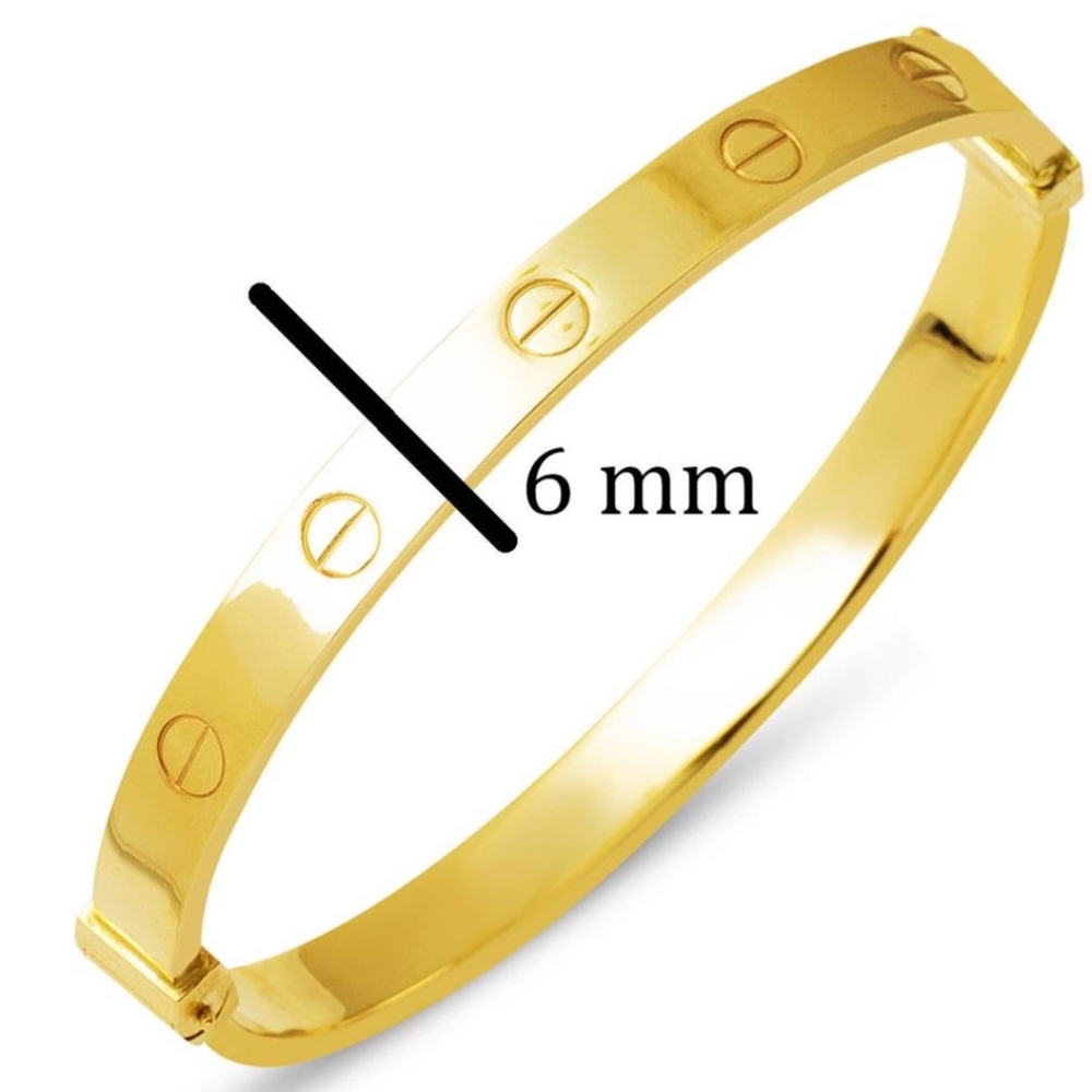 Vog 6MM Cartier Vidalı Model Kelepçe 925 Ayar Gümüş Sarı Renk Beyaz,Roze Seçeneği