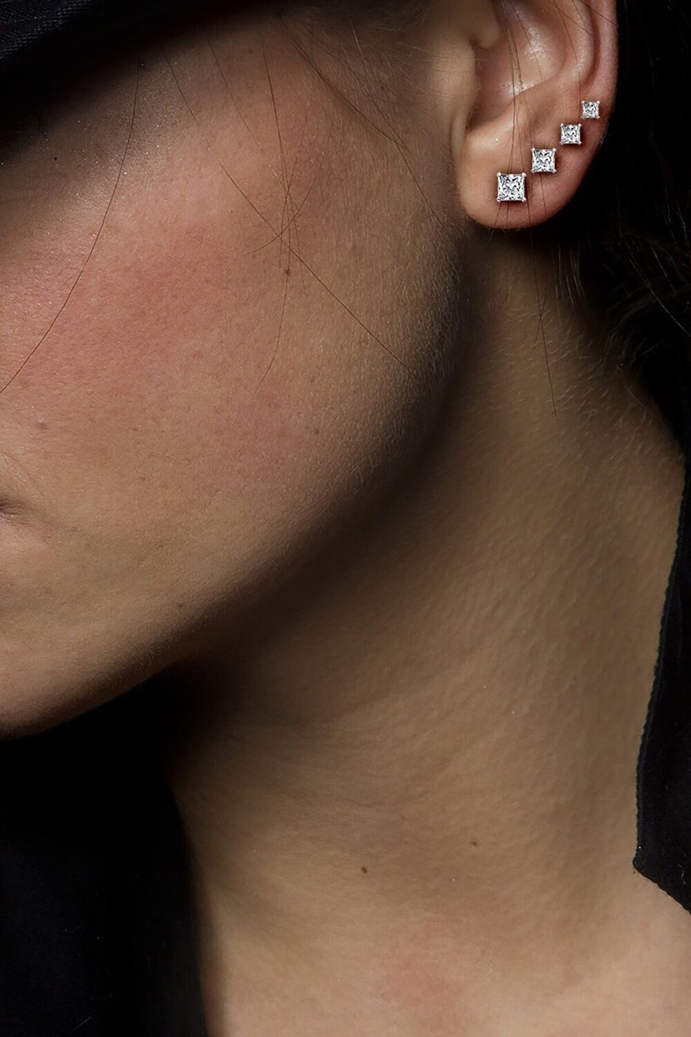 Vog Çivi Model Prenses Kesim Kare Zirconia Küpe 4’lü Set 3, 4, 5, 6 Mm Sarı,Roze Seçeneği