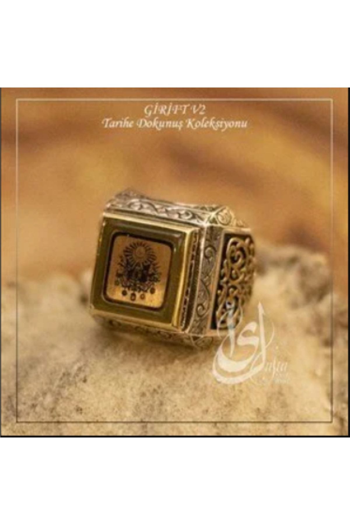 Erkek Gümüş Yüzük - Islam Usta Tasarımı Osmanlı Arması Girift Model 1 • Işıklı Kutuda • Yüzük