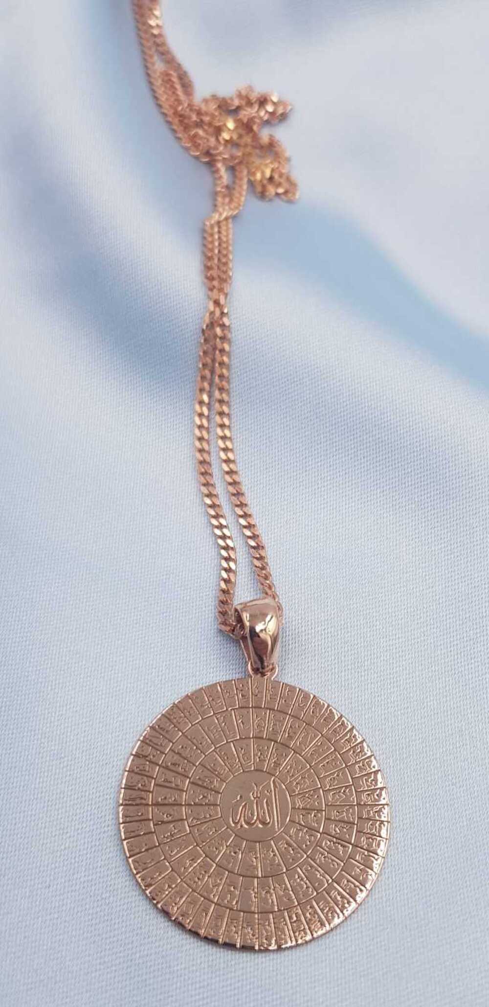 Vog Esma-Ül Hüsna 925 Ayar Gümüş Rose Renk Kolye