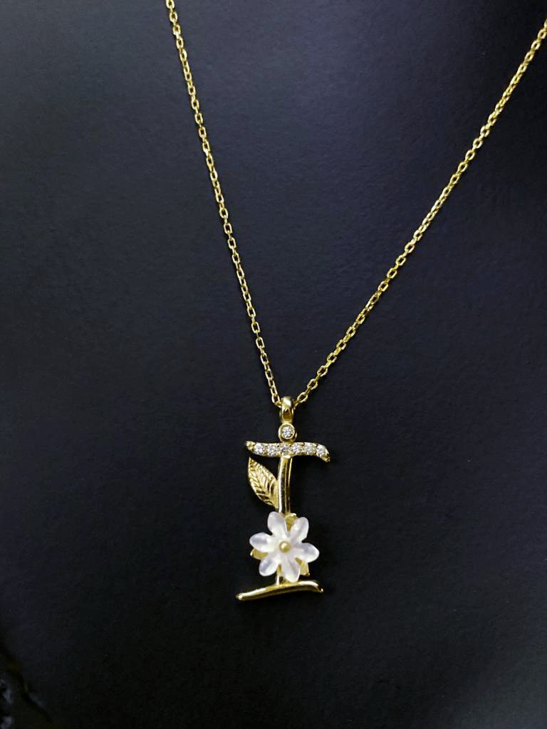 VOG FLEURS SERİSİ İ HARF SARI RENK GÜMÜŞ KOLYE