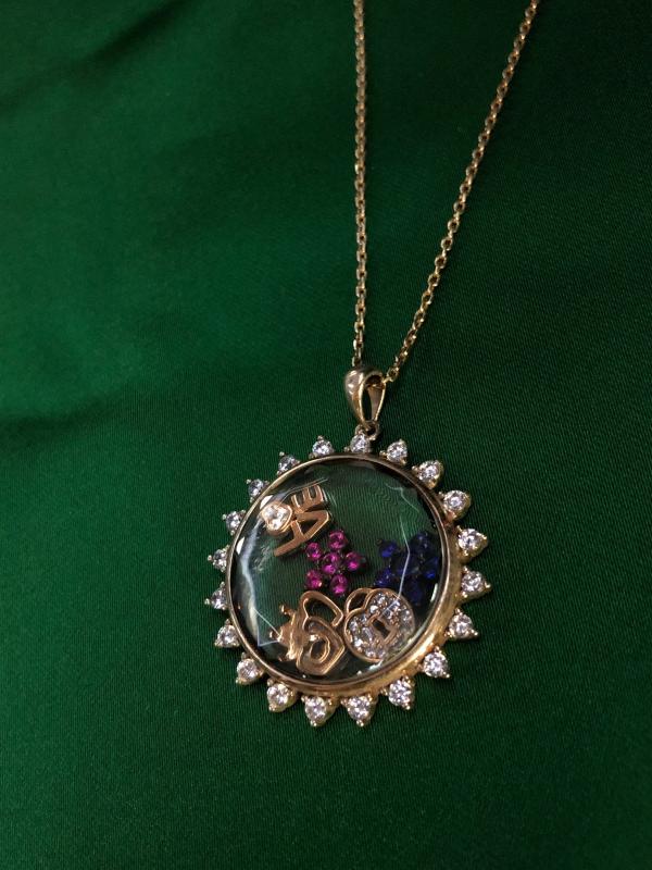 Vog Chopard Faset Cam Kesim Tasarım Model Love,Kalp Çiçek Detaylı Roze Renk 925 Ayar Gümüş Kolye