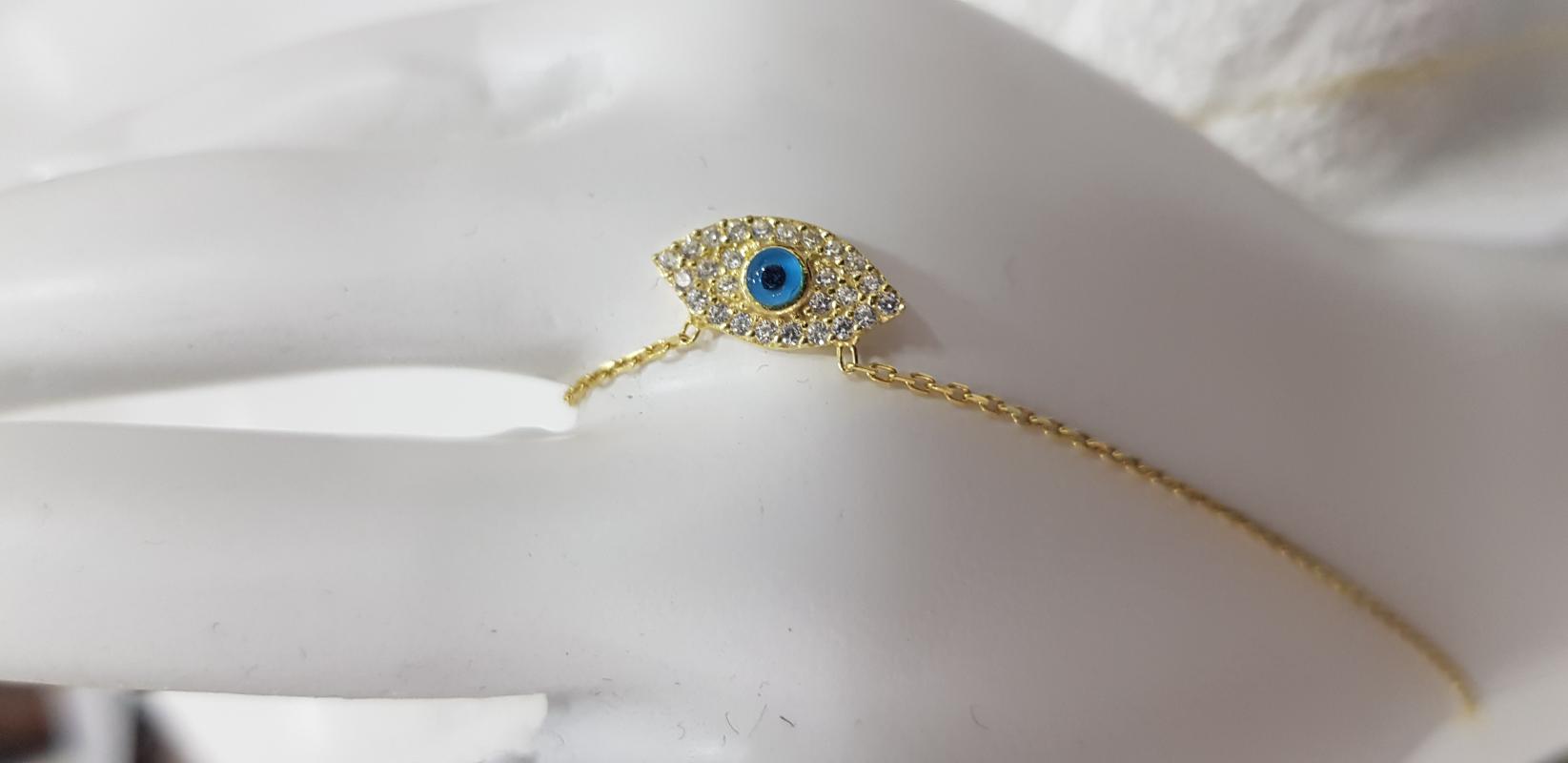 VOG GÖZ KOLYE SERİSİ OVAL MODEL SARI RENK GÜMÜŞ KOLYE