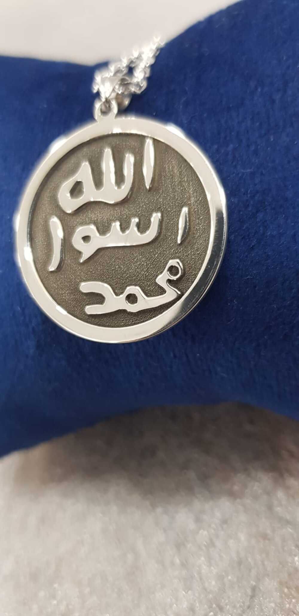 Vog Hz.Muhammedin Mührü Ve Hz.Süleymanın Mührü Çift Yön Dizayn 925 Ayar Gümüş Beyaz Renk Kolye