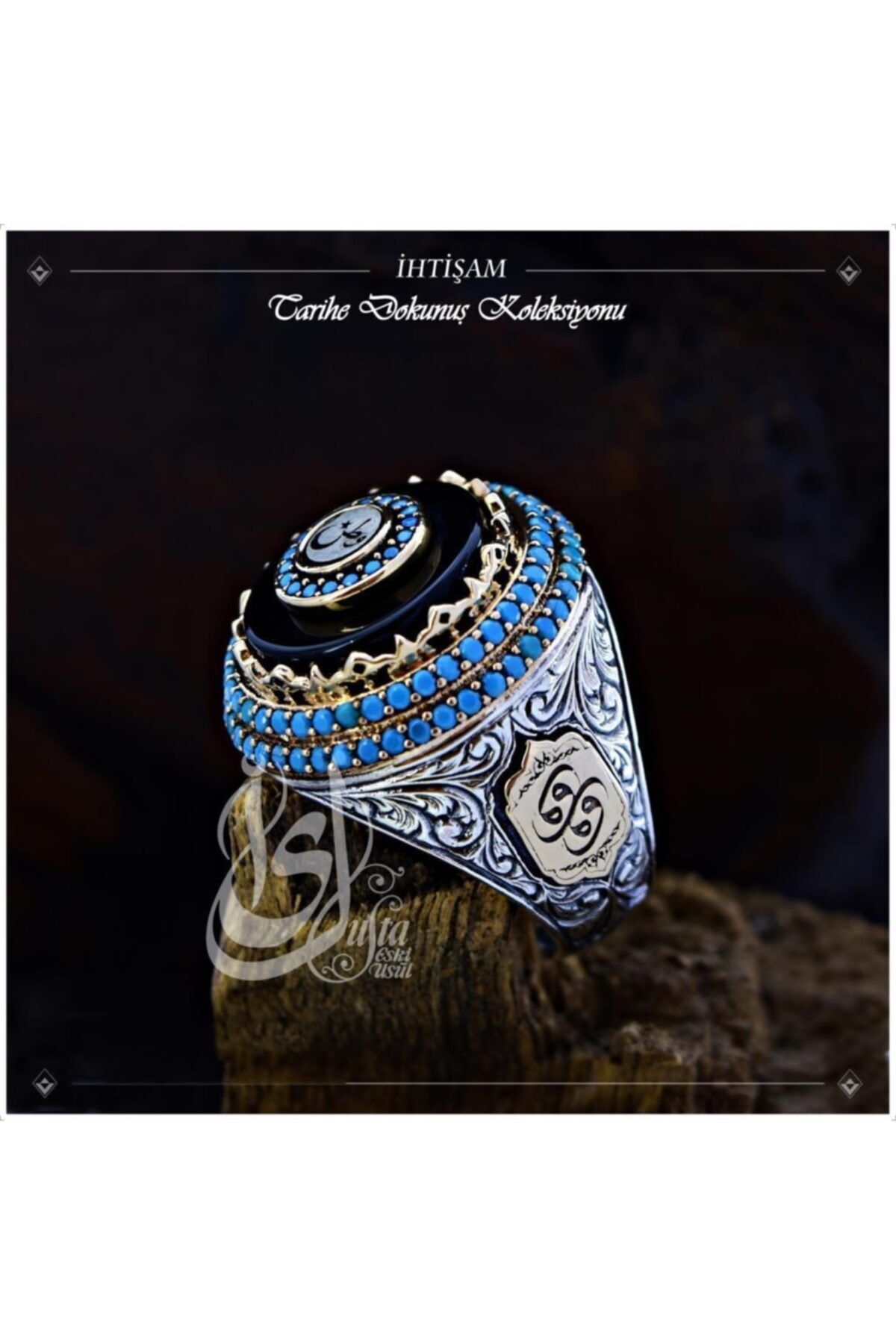 Erkek Gümüş Yüzük - Islam Usta Tasarımı Ihtişam • Işıklı Kutuda • Sevgiliye • Eşe Yüzük