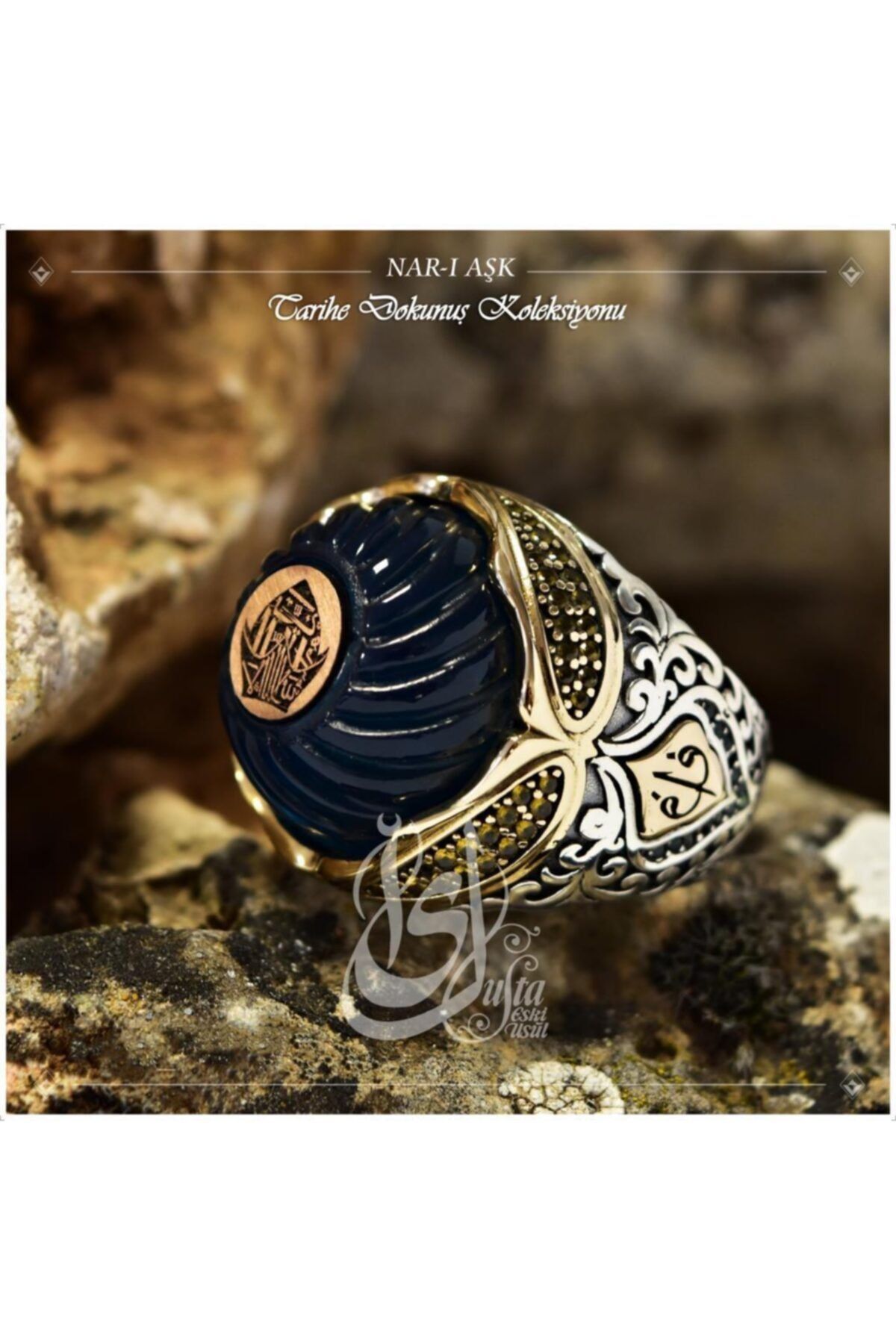 Erkek Gümüş Yüzük - Islam Usta Tasarımı Nar-ı Aşk • Işıklı Kutuda • Yüzük