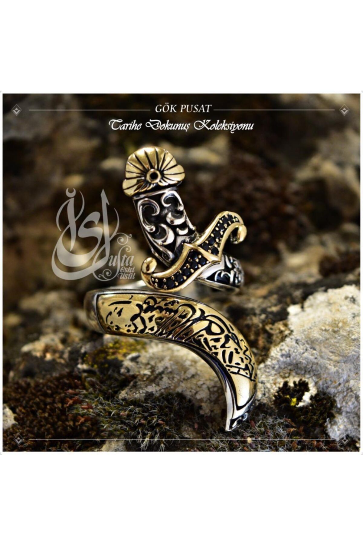 Erkek Gümüş Yüzük - Islam Usta Tasarımı Gökpusat • Işıklı Kutuda • Sevgiliye • Eşe Yüzük