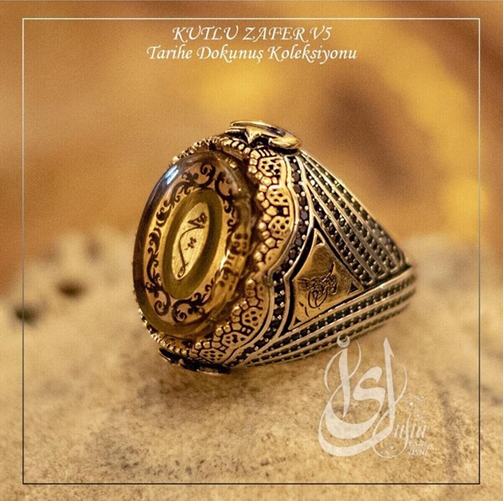 Erkek Gümüş Yüzük - Islam Usta Tasarımı Kutlu Zafer • Işıklı Kutuda • Sevgiliye • Eşe Yüzük